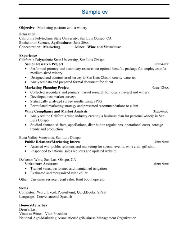 free sample resume