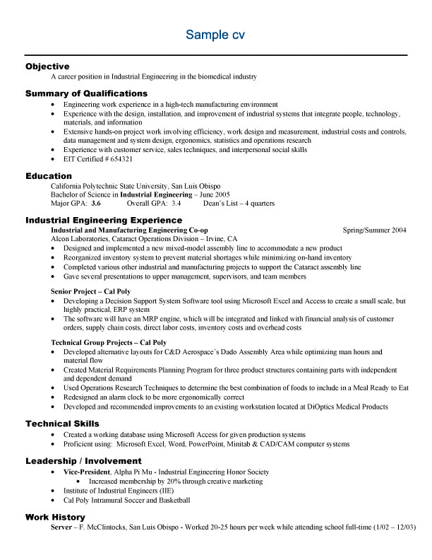 Sample Resume Format For Freshers Software Engineers